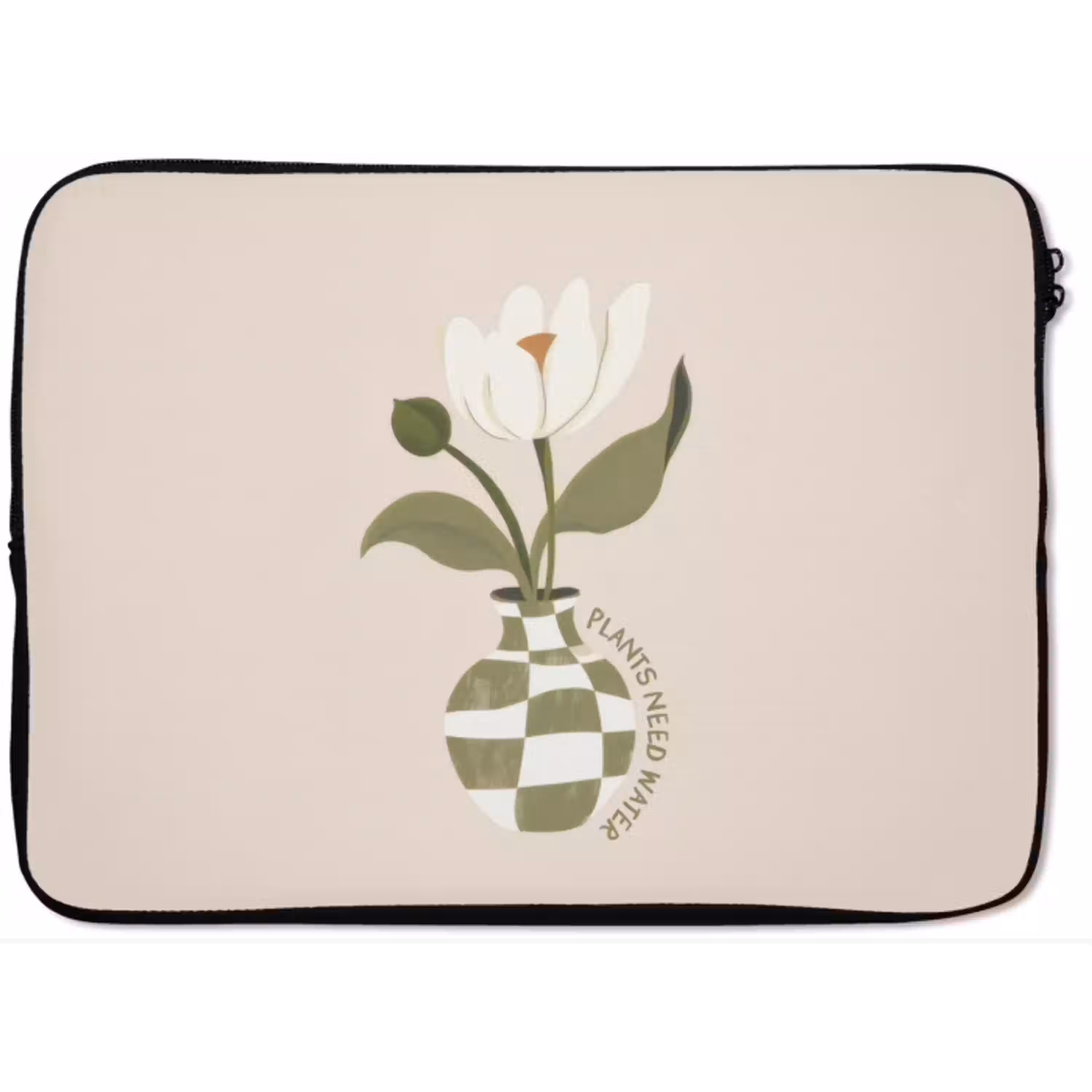 Bloem - Wit - Vaas - Quote laptophoes neopreen klein -zkaufland3dotto