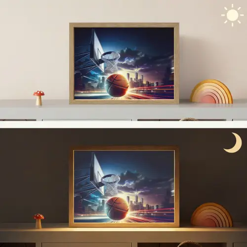 Basketbal - Sport  - Basket - Stad Light Box met batterij (Wandlamp kind) middel -sfeer3_kind