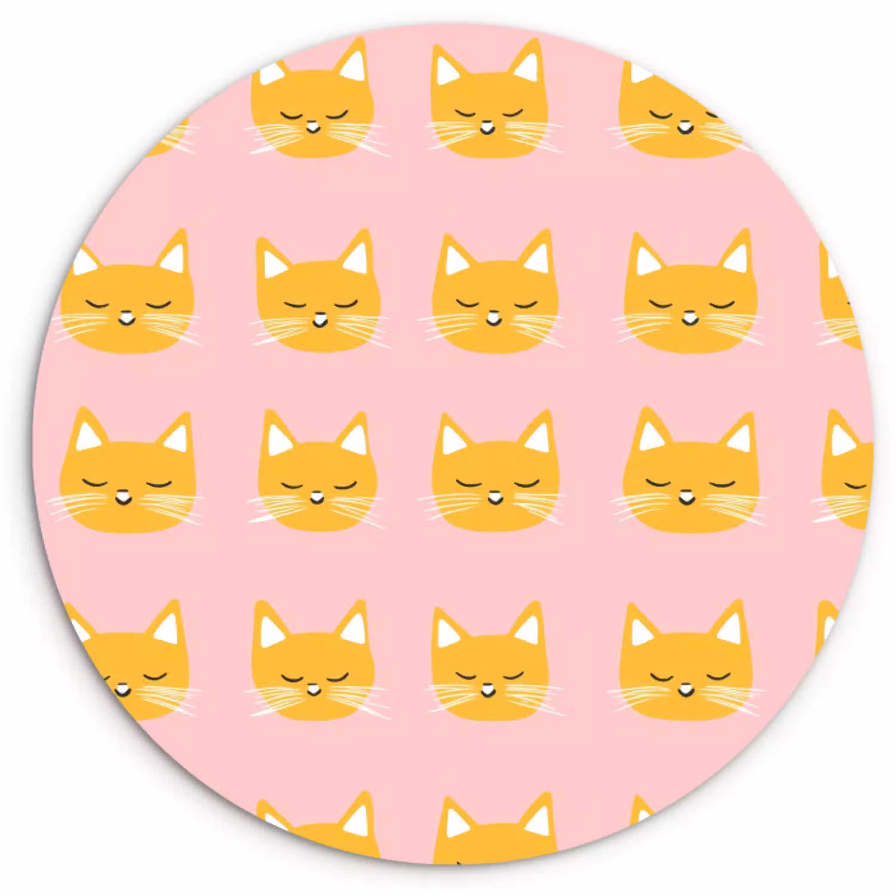 Katten - Patroon - Roze Wandcirkel kunststof plaat 5mm dik klein 188 -3d