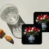 Rode - Bloemen - Tulpen - Vaas onderzetter kurk middel -sfeer4