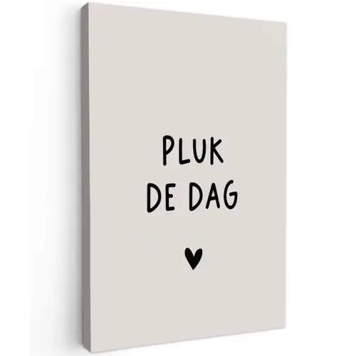 plukdedag-beige Tuinposter op houten frame 2 cm dik klein -3d