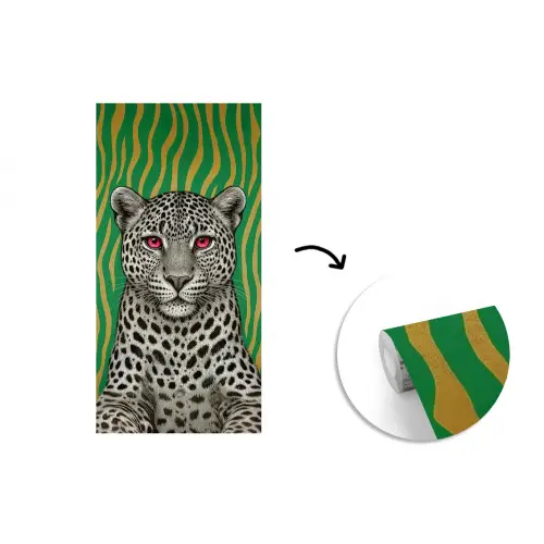 Panter - Zebrapatroon - Groen fotobehang vinyl groot -3d