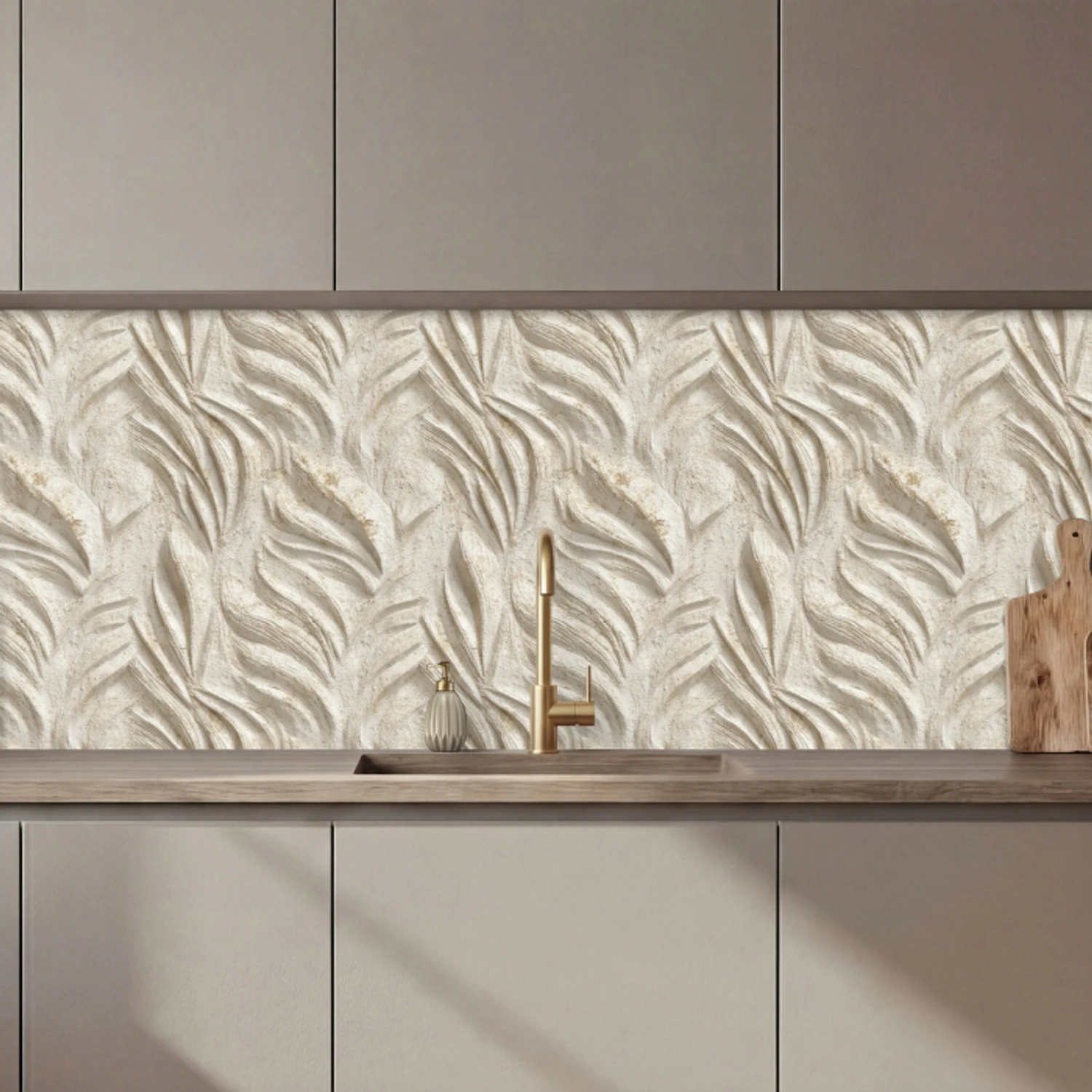 Kitchen splashback - Texture - Relief - Beige | Kitchenyeah.co.uk