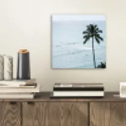 Oceaan - Palmbomen - Surfers aluminium wit klein -sfeer1
