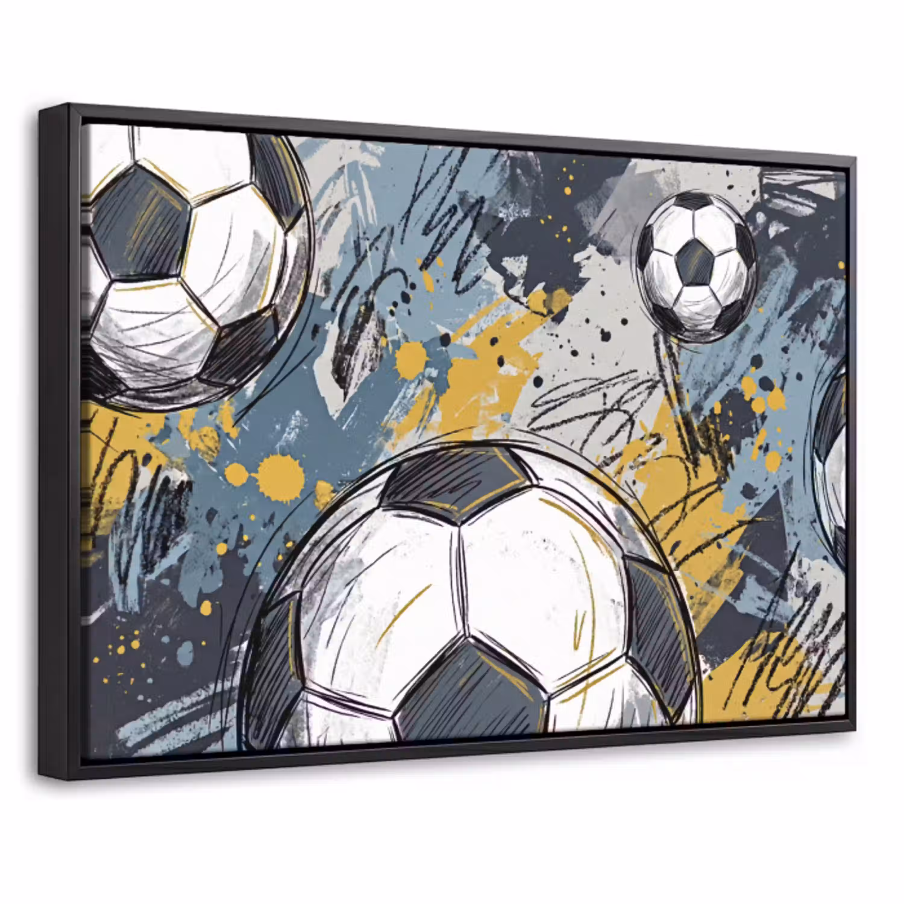 Voetbal - Abstract - Sport - Kleurrijk Canvas met baklijst klein -threedimensional_3d_global