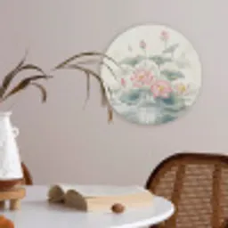 Aquarel - Lotusbloemen - Kleurrijk Akoestische PET Vilt - Rond klein -sfeer3