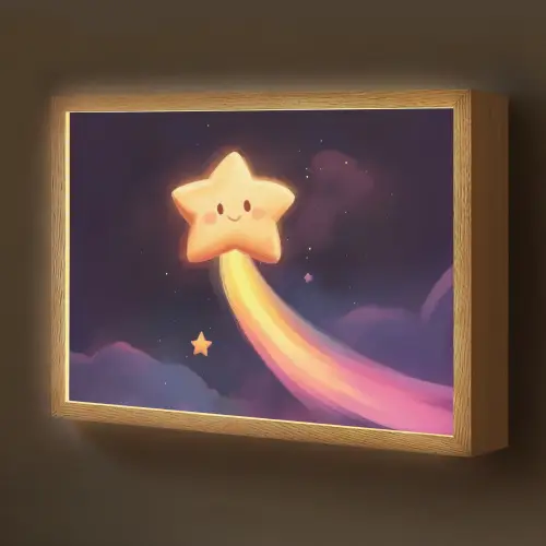 Ster - Gezichtje - Lichtgevend Light Box met batterij (Wandlamp kind) middel -z3d_website