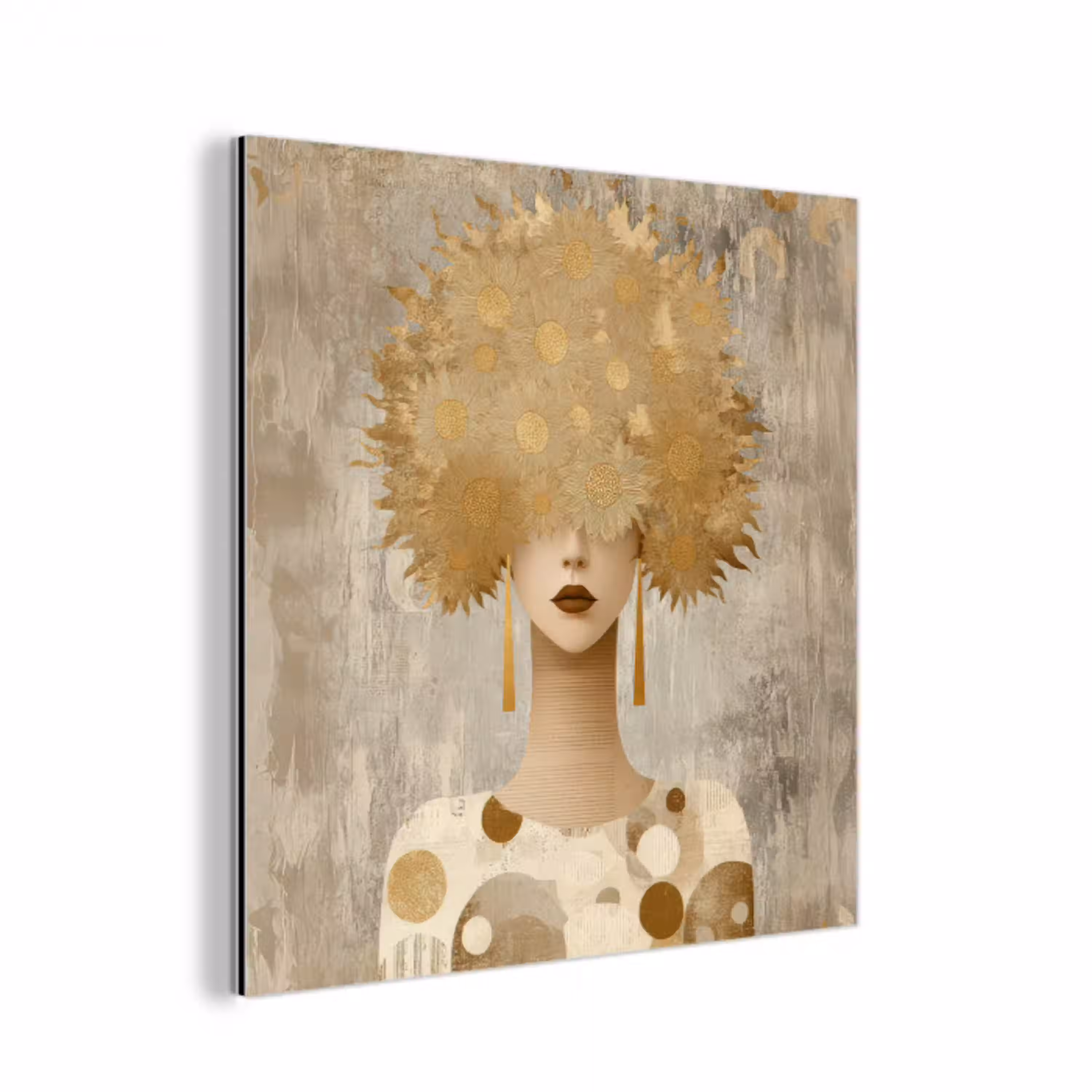 Goud - Portret - Vrouw aluminium wit klein -3d