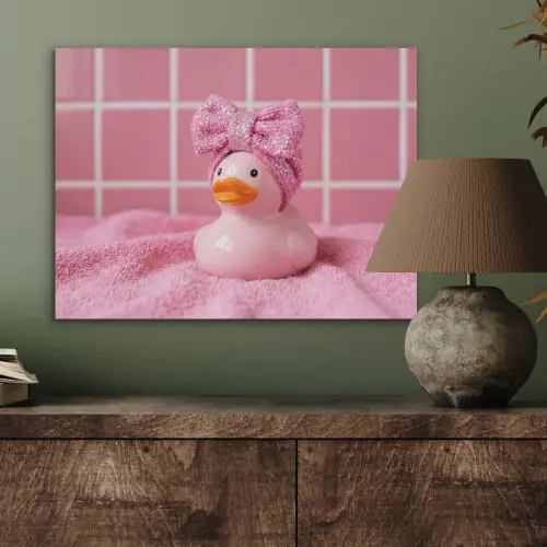 Badeend -Strik - Roze PET vilt klein -sfeer2