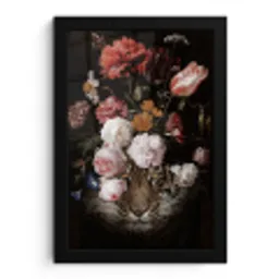 Bloemen - Jan Davidsz de Heem - Tijger - Schilderij - Stilleven - Oude meesters fotolijst zwart zonder passe partout klein -3d