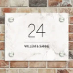 Wit marmer - Klassiek Naambord Rechthoek middel -sfeer3