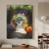Doorkijk - Pad - Bloemen - Struik - Kleurrijk Textielframe zwart klein -sfeer2
