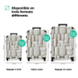 Reliëf - Structuur - Wit NBS - Handbagage koffer - Volwassenen Unisex middel zzzzzzVergelijking_3FR