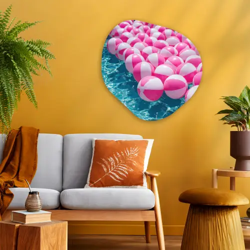 Strandballen - Roze - Water Wandcirkel Organisch Aluminium middel -sfeer4