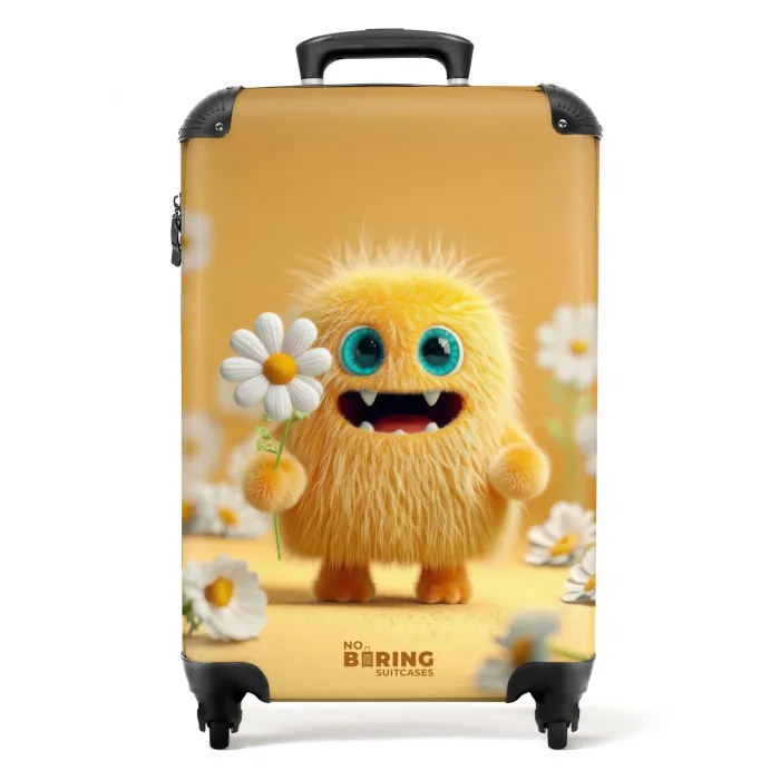 Vrolijk pluizig monstertje met bloem NBS - Handbagage koffer - Kinderen Unisex middel -productfoto_recht