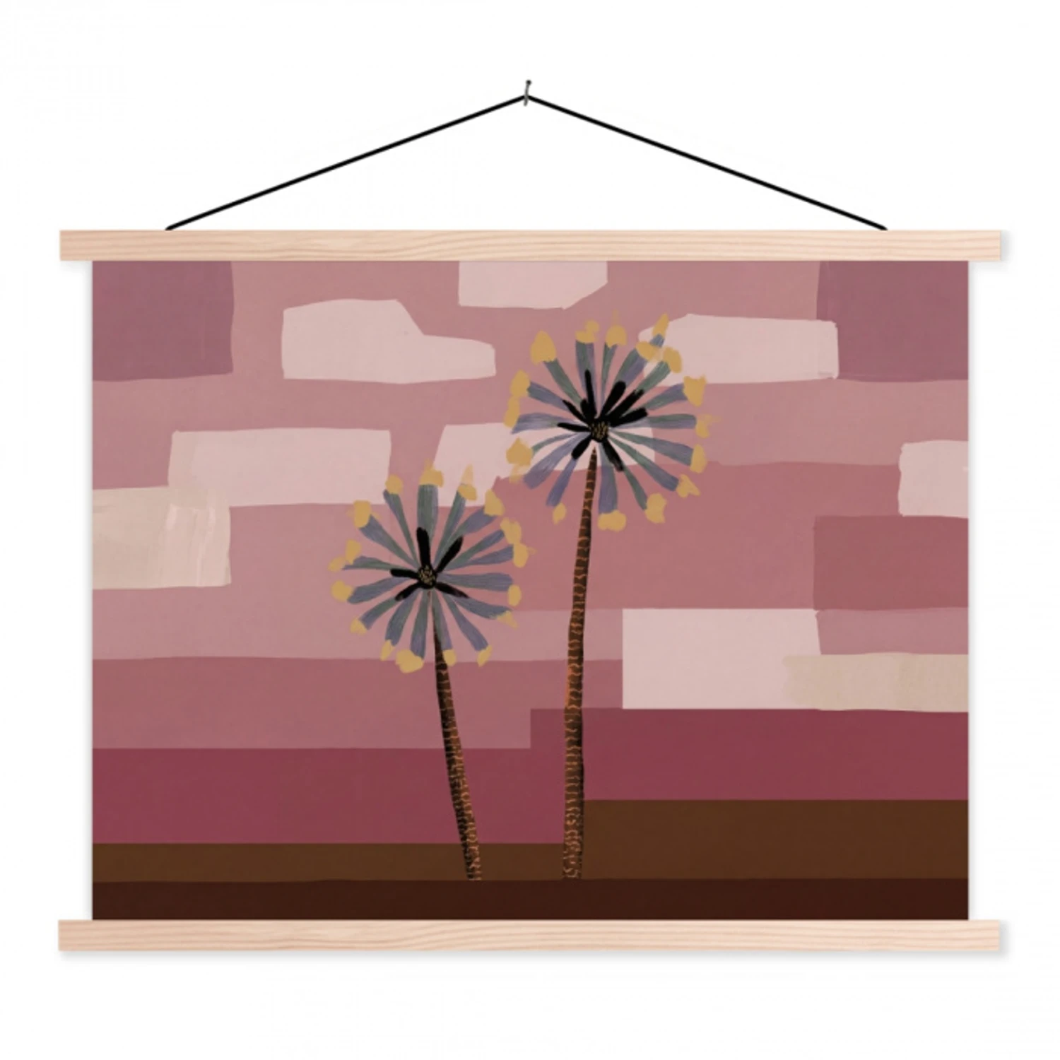 Illustratie - Bloemen - Vlakken - Abstract textielposter latten blank klein -3d