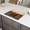 Schotse hooglander - Dieren - Landschap - Zonsondergang - Koe Inductie beschermer vinyl 3mm klein -sfeer8
