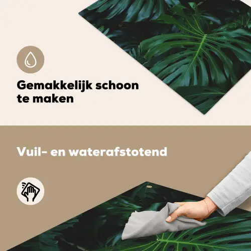 Monstera - Bladeren - Tropisch - Jungle Inductie beschemer met haakjes klein -ky-schoon-nl