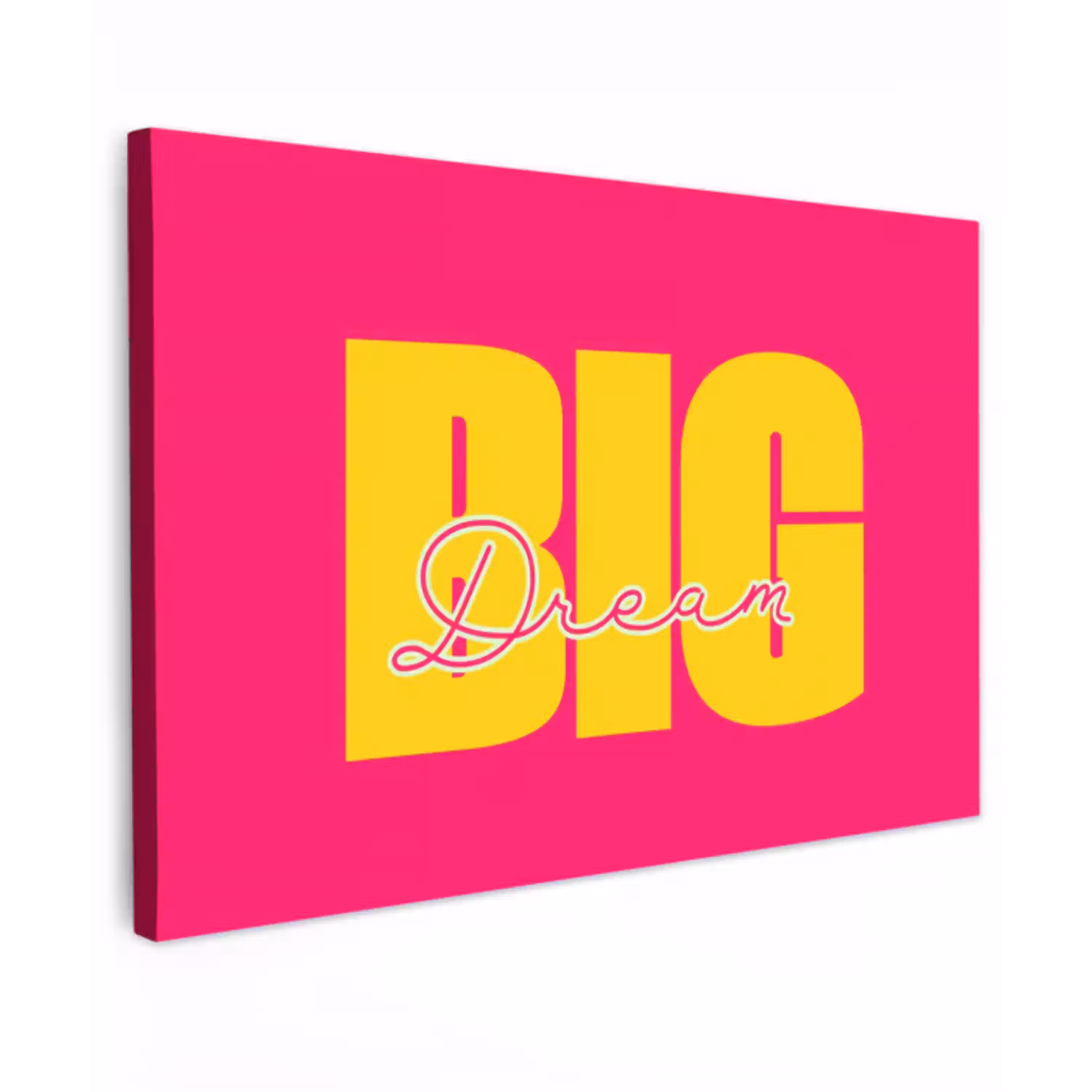 Dream big - Roze - Geel - Minimalistisch canvas 2cm klein -z3d