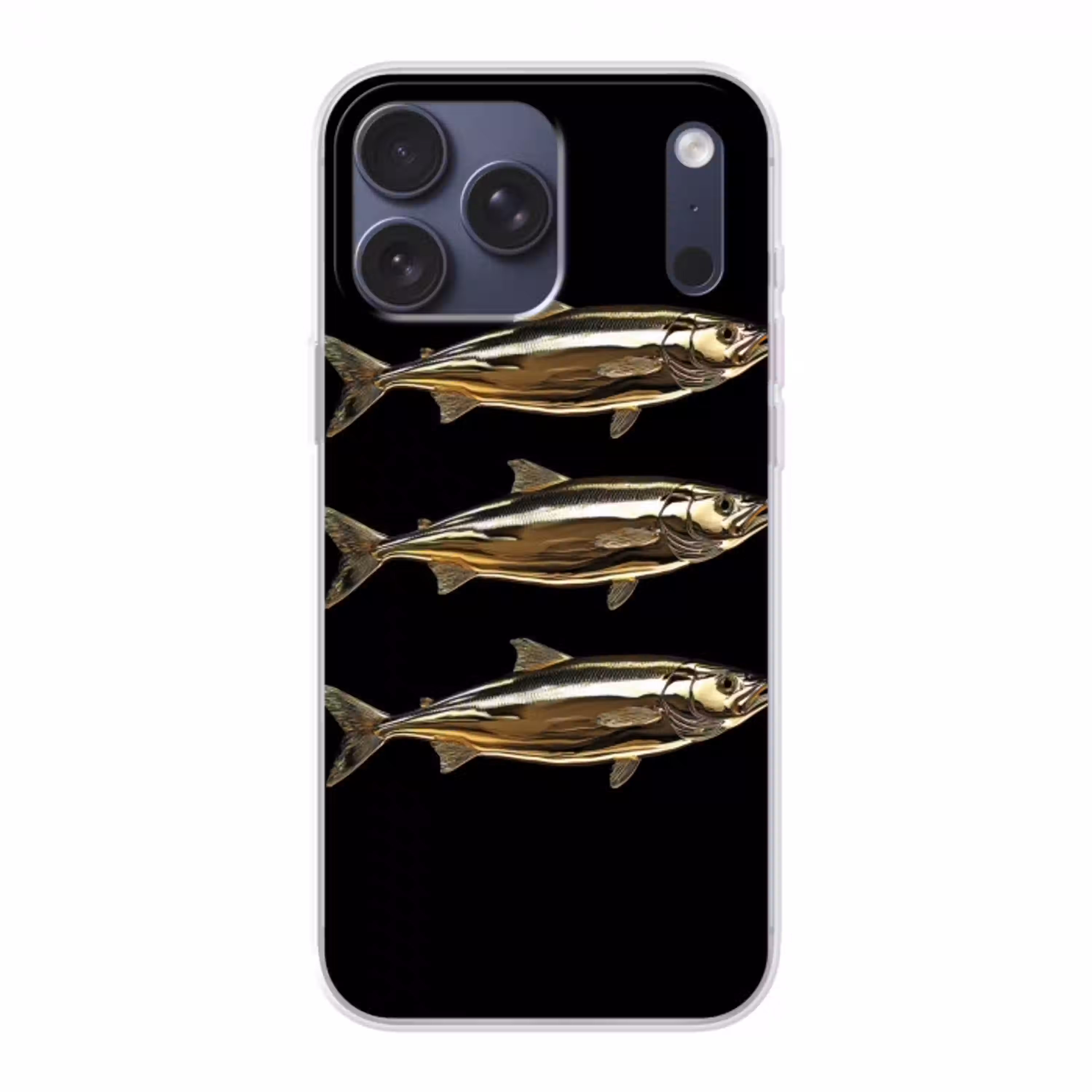 Vissen - Goud - Zwart Telefoonhoesje iPhone 17 Pro Max klein -3d