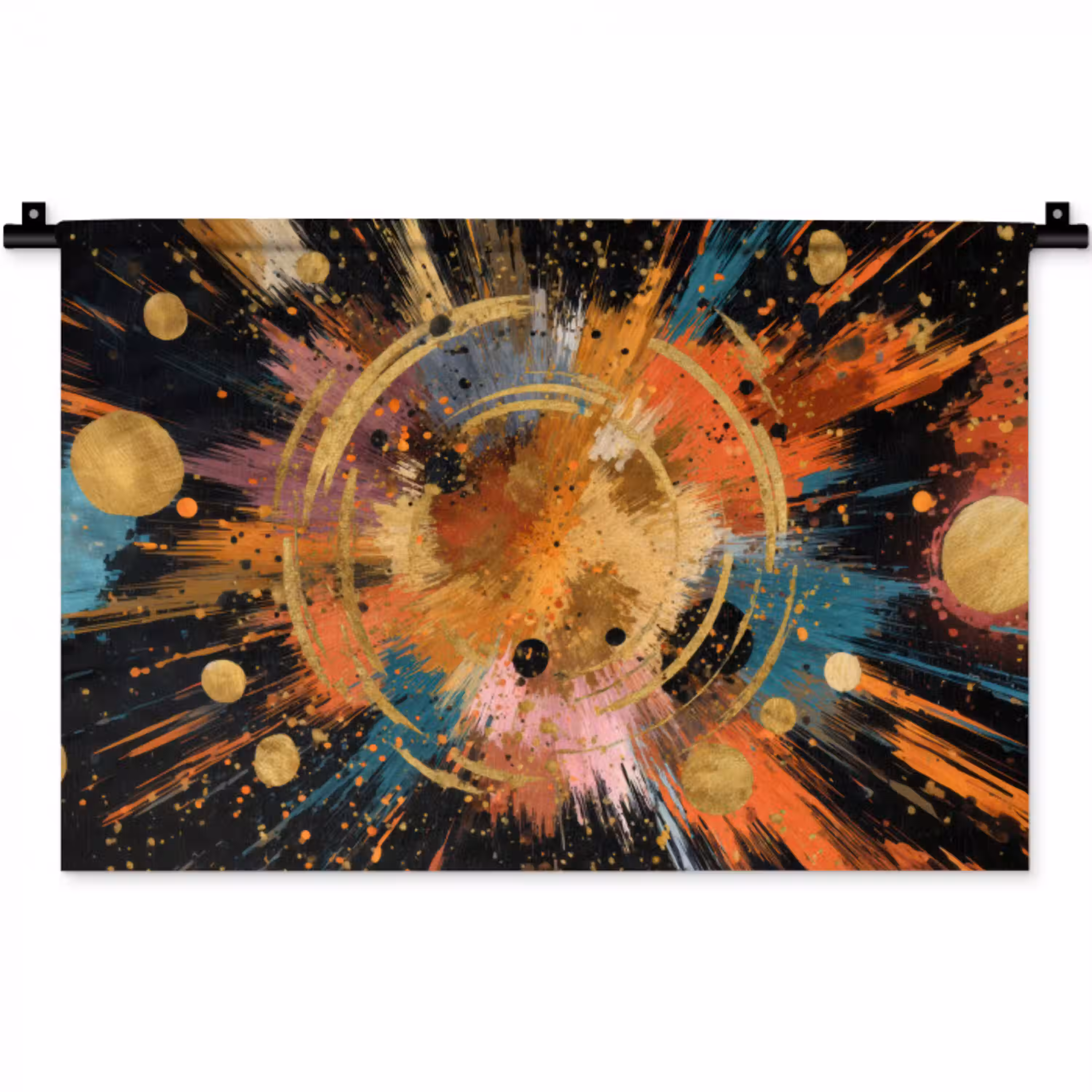 Explosie - Verfstructuur - Goud - Abstract Wandkleed katoen klein -zz3d