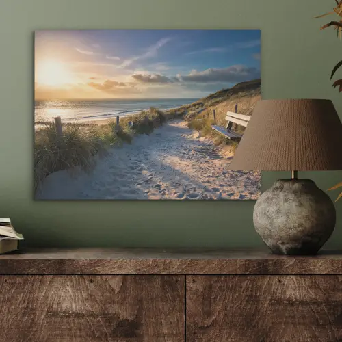 Zonsondergang - Strand - Duin - Gras - Bank PET vilt klein -sfeer2