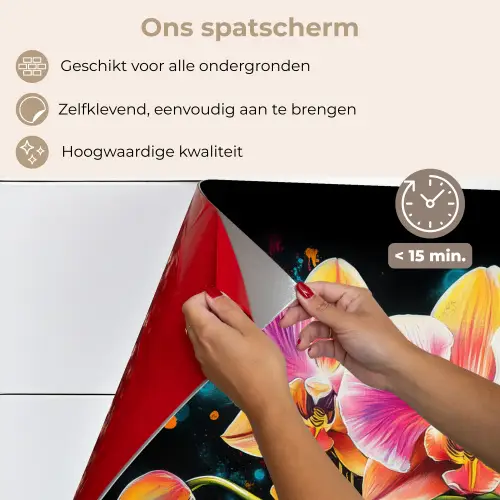 Orchidee - Graffiti - Kleurrijk - Bloemen - Abstract keuken achterwand spatscherm klein -spatscherm_NL