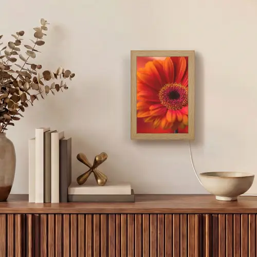 Oranje - Gerbera - Intens Light Box met kabel (Tafellamp) klein -sfeer2