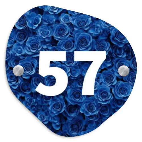 Blauwe rozen - Traditioneel Naambord Organisch middel -3d