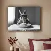 Konijn - Bunny - Zonnebril - Tafelkleed - Pasta - Schattig Textielframe zwart klein -sfeer1