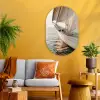 Zeilboot - Zee - Beige - Zon Wandcirkel Ovaal Glas middel -sfeer4