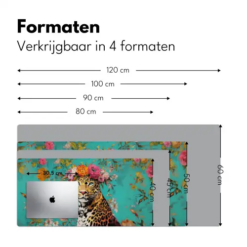 Luipaard - Bloemen - Kroon Muismat XXL klein -sfeer5