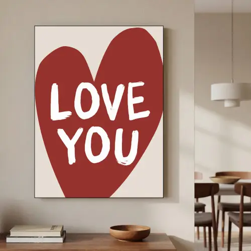 Loveyou - Hart - Rood Textielframe zwart klein -sfeer2