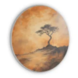 Boom - Landschap - Oranje Akoestische PET Vilt - Rond klein -3d