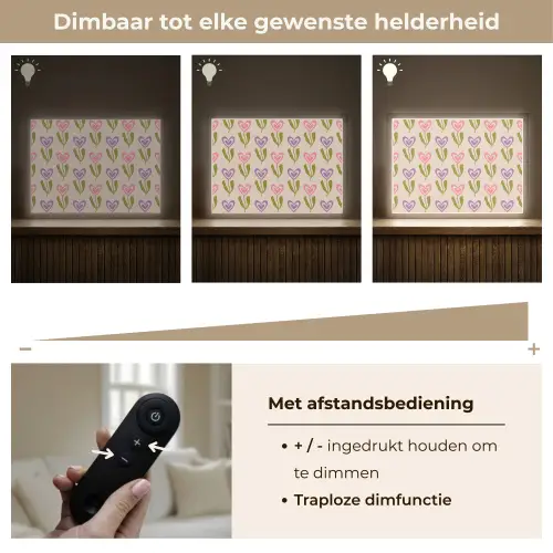 Bloemen - Hartjes - Patroon Light Box met batterij (Wandlamp) middel 907 -USP_dimbaarNL