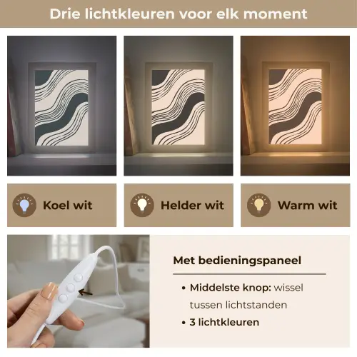 Golven - Zwart - Zandkleur Light Box met kabel (Tafellamp) klein -USP_lichtkleurNL