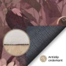 Vogels - Bladeren - Roze Vloerkleed Rechthoek klein 1091 -uniquesellingpoint_antislip_NL_DE