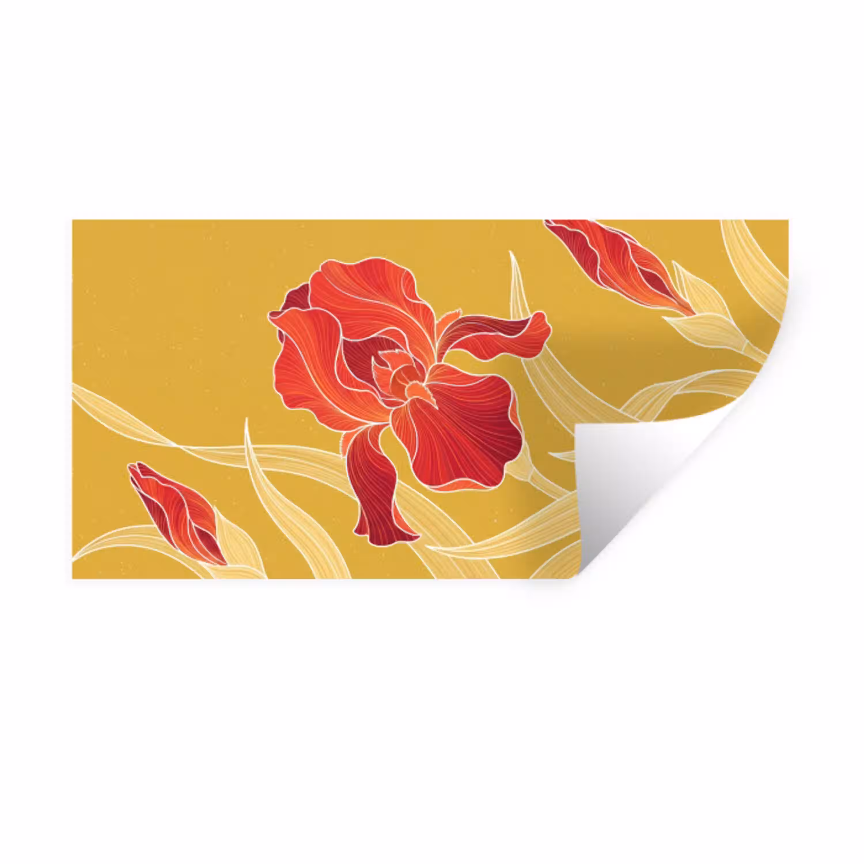 Bloemen - Illustratie - Rood Muursticker klein -3d