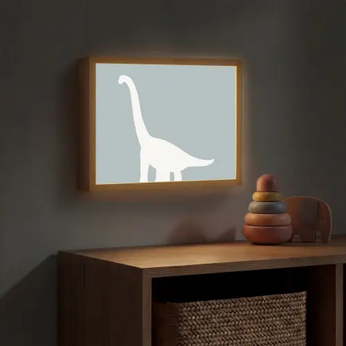Dino - Brachiosaurus - Dinosaurus - Blauw Light Box met batterij (Wandlamp kind) middel -sfeer5_kind