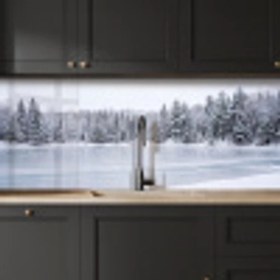 Meer - Dennen - IJs - Winter - Rustgevend keuken achterwand 2 middel -sfeer1