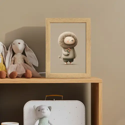 Leeuw - Oranje bloemen - Vriendelijk Light Box met kabel klein -sfeer2_kind