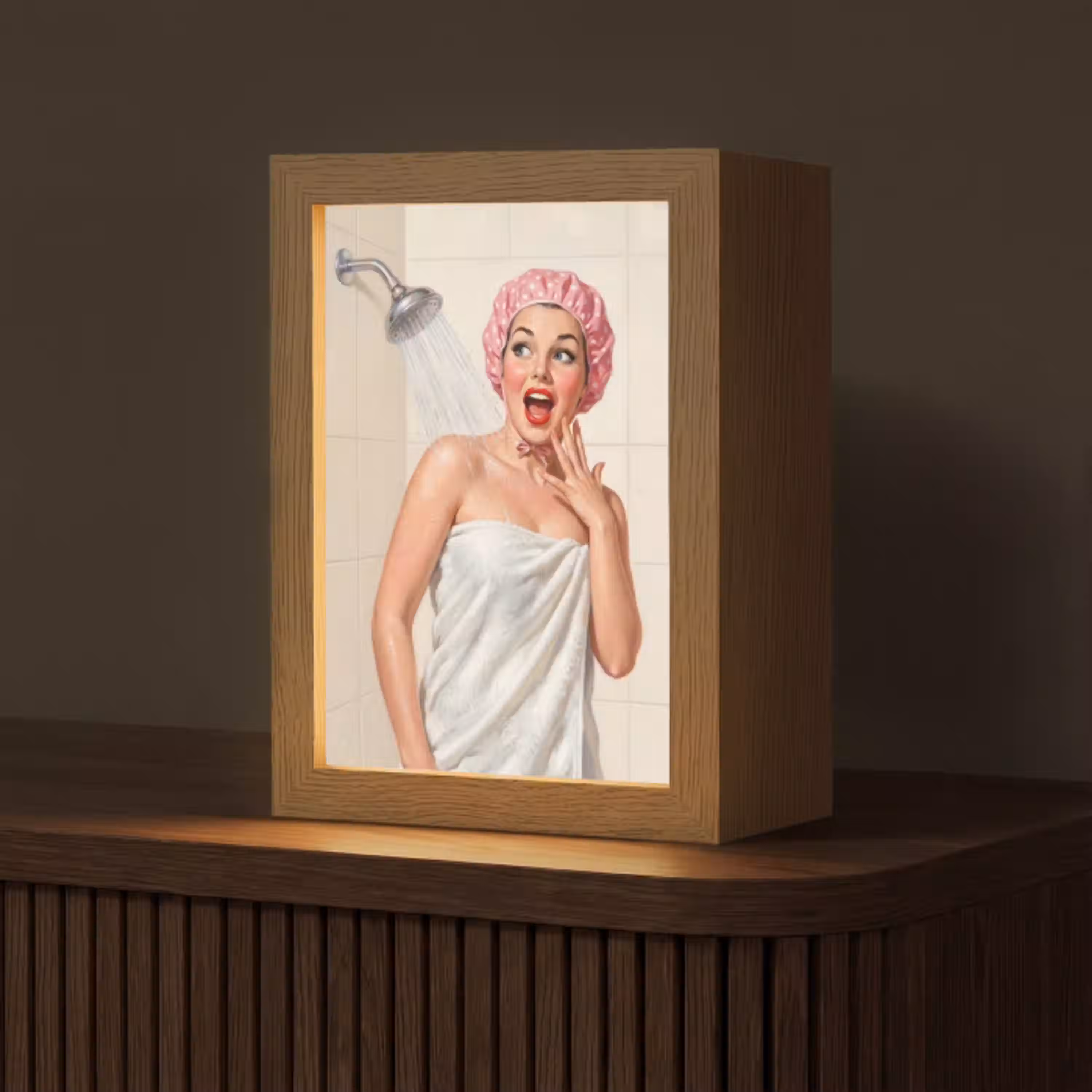 Vrouw - Douche - Roze Light Box met kabel (Tafellamp) klein -z3d_website