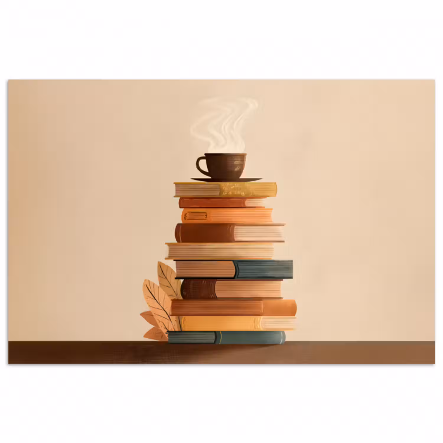 Poster - Bücher - Turm - Kaffee - Beige