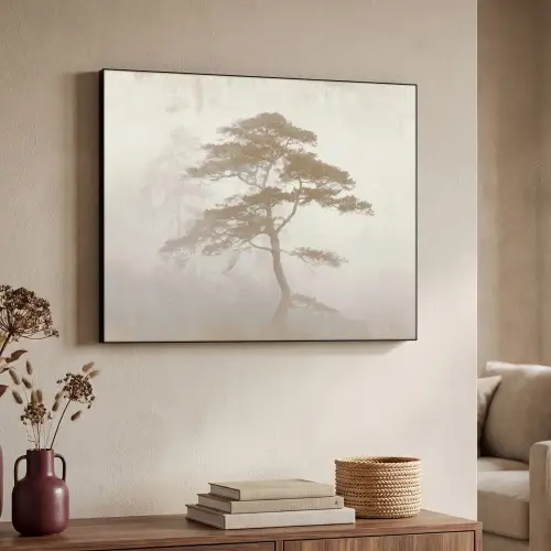 Boom - Oosterse stijl - Landschap Textielframe zwart klein -sfeer3