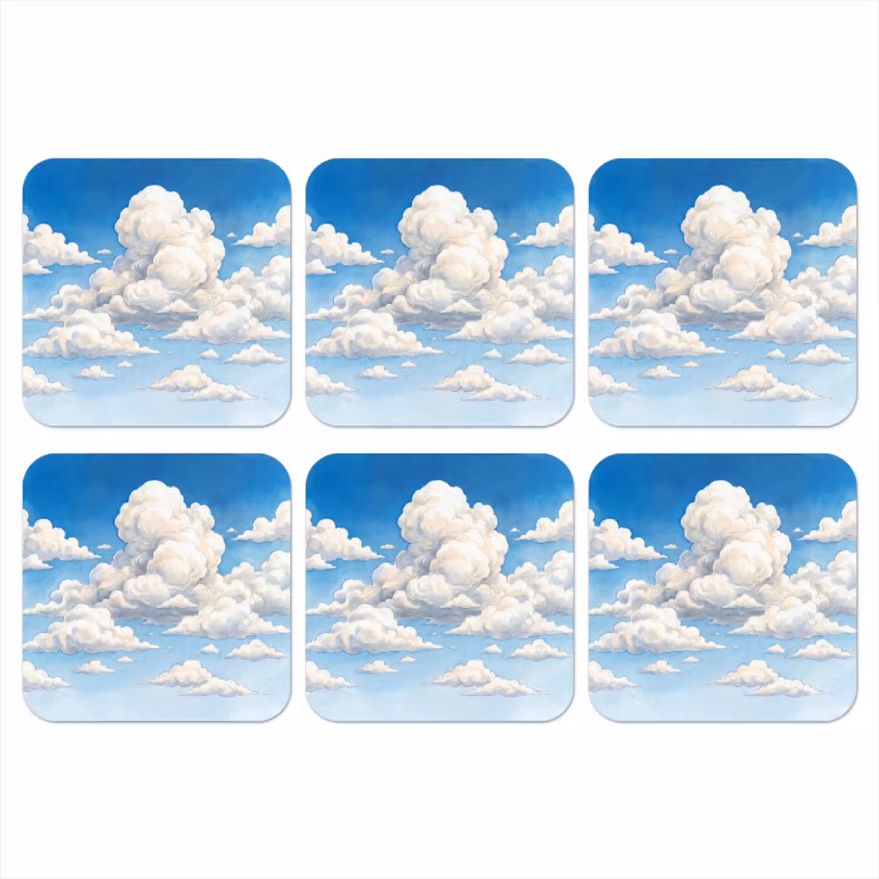 Wolken - Blauwe lucht - Natuur - Modern - Wit onderzetter kurk middel -3d