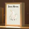 Beige - Eenhoorn - Minimalistisch - Bloemen Light Box met kabel (Kinderlampje) klein -zzz_3d_website