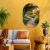Pad - Bloemen - Park Wandcirkel Ovaal Glas middel -sfeer4
