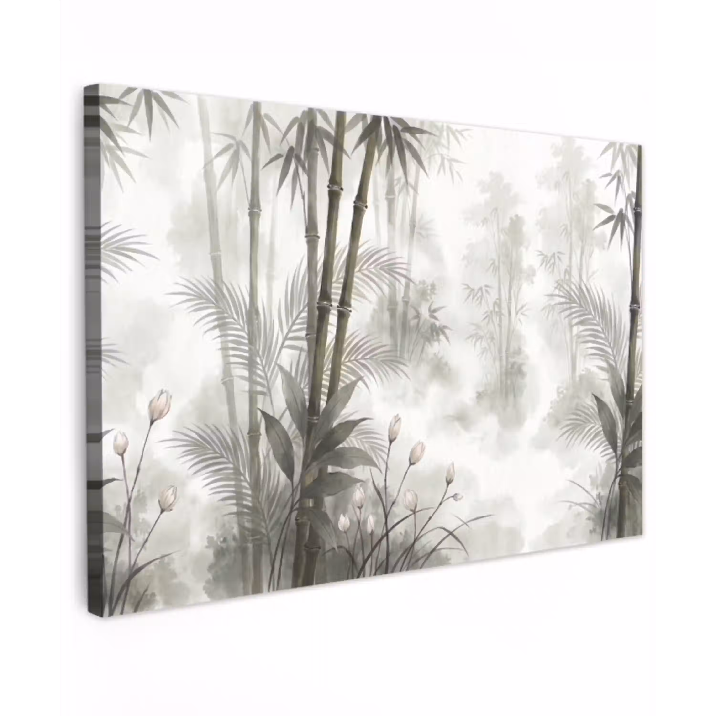 Bloemen - Knop - Tuin - Illustratie - Wit Tuinposter op houten frame 2 cm dik klein -3d