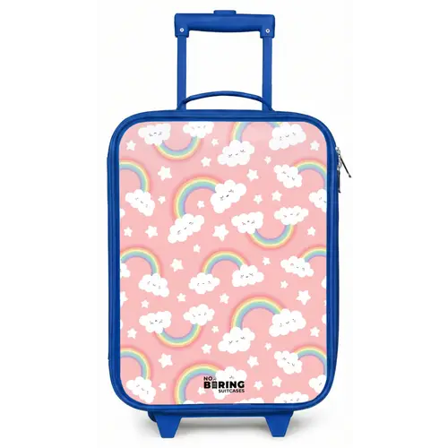 Roze met regenboog patroon Kinderkoffer - Blauw klein -zz3dotto