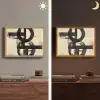 Cirkels - Balken - Zwart - Abstract Light Box met batterij (Wandlamp) middel -sfeer3